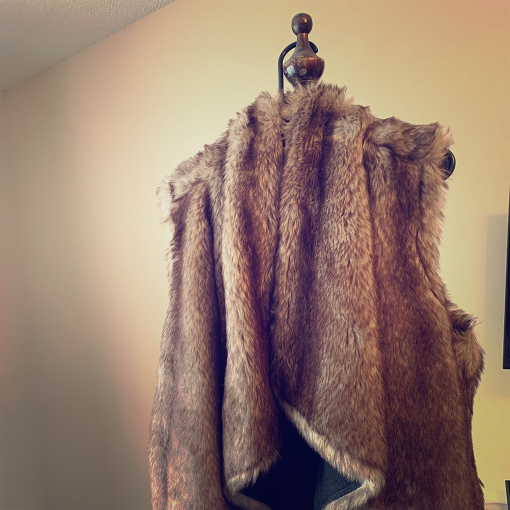 Fux Fur Fleeced Lined Double Sided Vest NWT